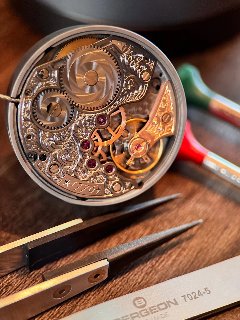 A fully hand-engraved 1776 Atelier movement